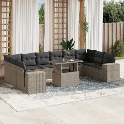 Set De Sofás De Jardín 11 Pzas Cojines Ratán Sintético Marrón