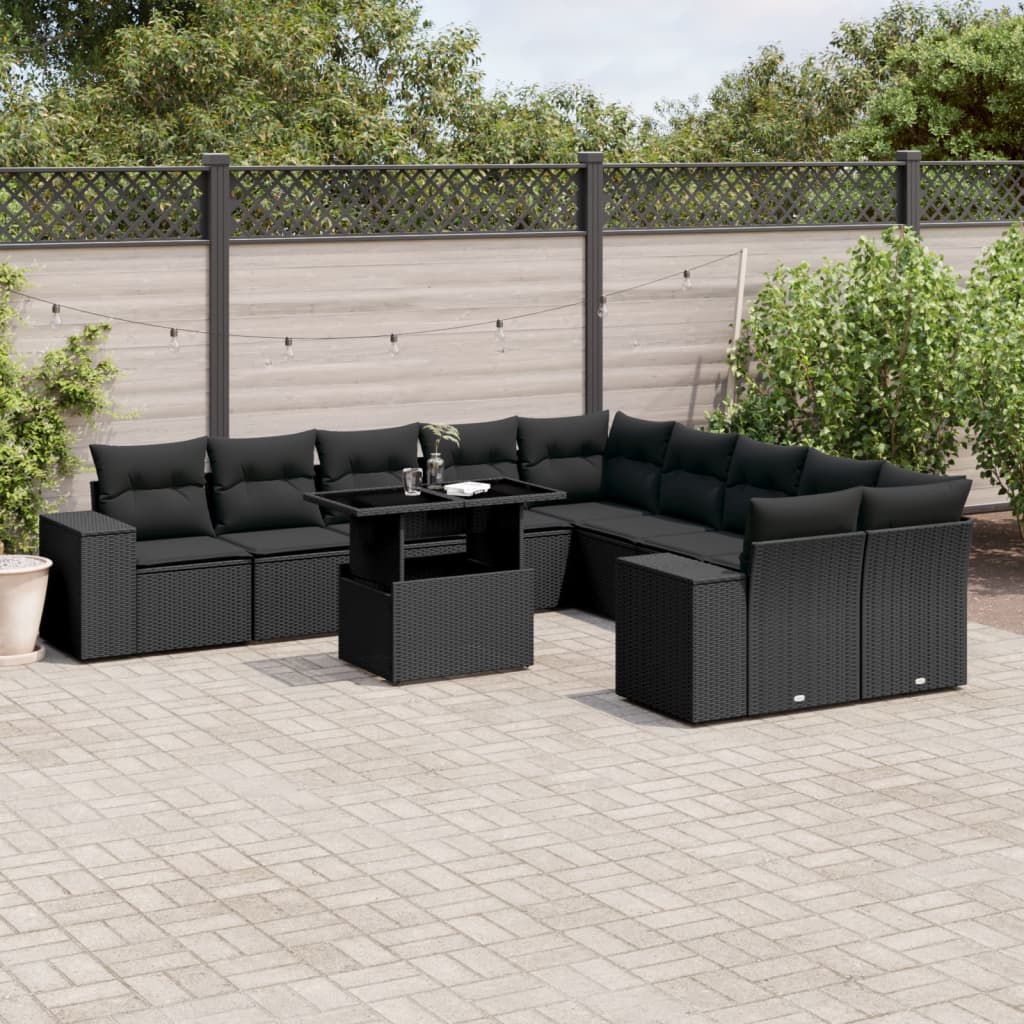 Set De Sofás De Jardín 11 Pzas Cojines Ratán Sintético Marrón