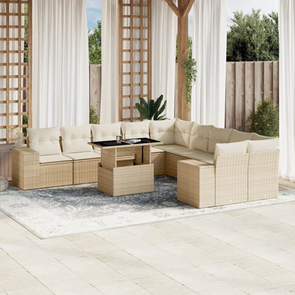 Set De Sofás De Jardín 11 Pzas Cojines Ratán Sintético Marrón