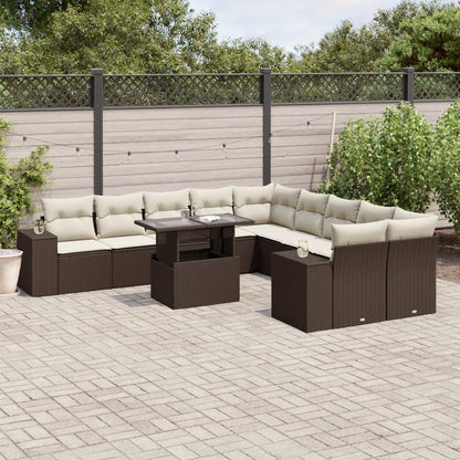 Set De Sofás De Jardín 11 Pzas Cojines Ratán Sintético Marrón