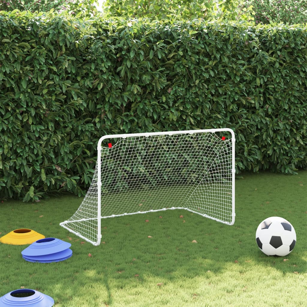Portería De Fútbol Blanca 122X81X81 Cm Acero