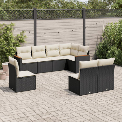 Set De Sofás De Jardín 9 Pzas Con Cojines Ratán Sintético Beige