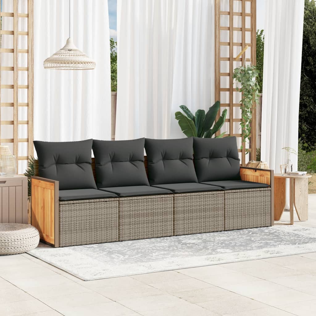 Set De Sofás De Jardín 4 Pzas Y Cojines Ratán Sintético