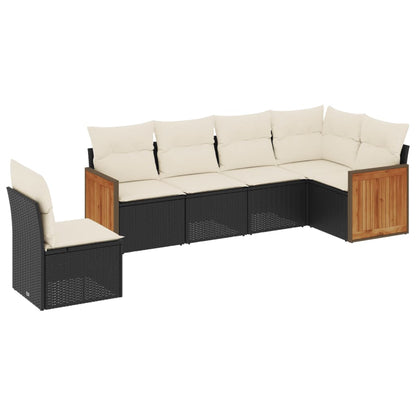 Set De Sofás De Jardín 6 Piezas Y Cojines Ratán Sintético Negro