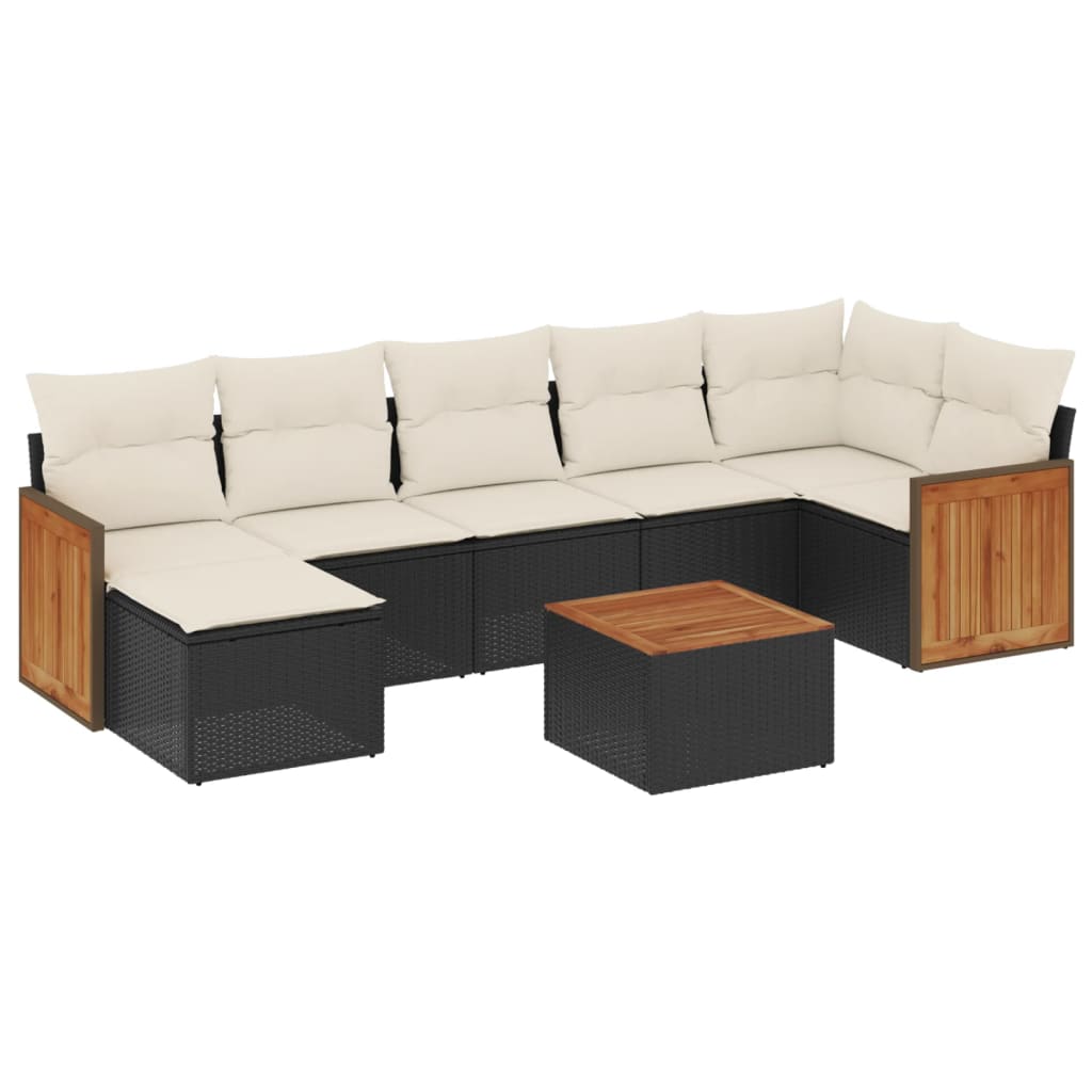 Set De Sofás De Jardín 8 Piezas Y Cojines Ratán Sintético Negro