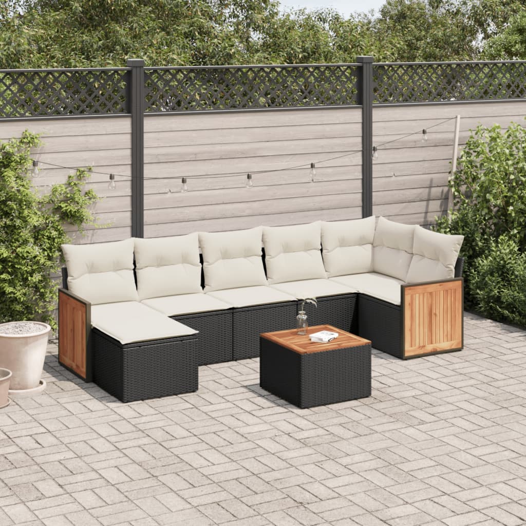 Set De Sofás De Jardín 8 Piezas Y Cojines Ratán Sintético Negro