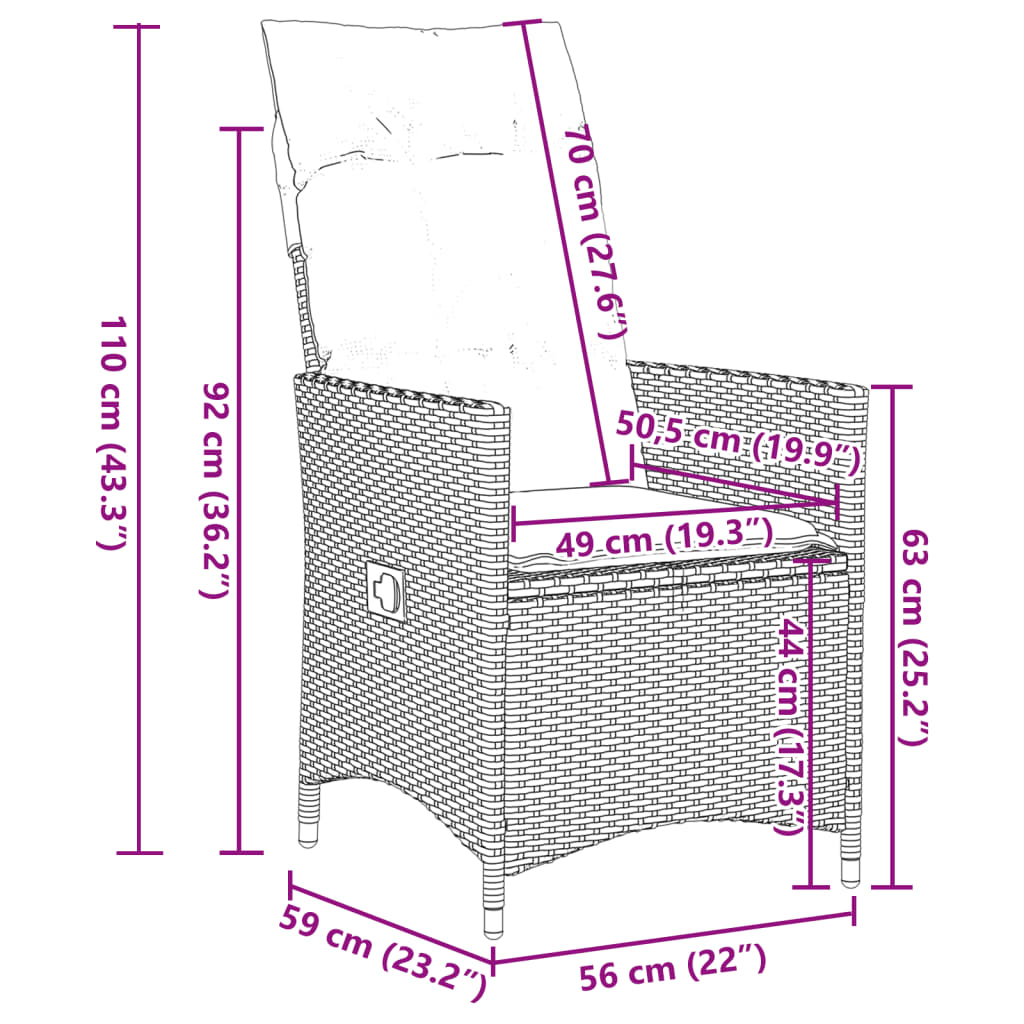 Set Comedor De Jardín 9 Pzas Con Cojines Ratán Sintético Beige