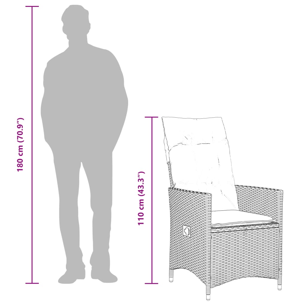 Set Comedor De Jardín 9 Pzas Con Cojines Ratán Sintético Beige