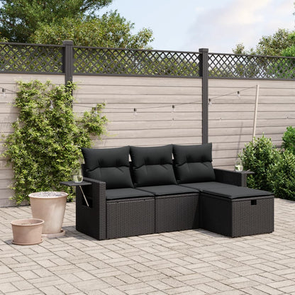 Set De Sofás De Jardín 4 Pzas Y Cojines Ratán Sintético