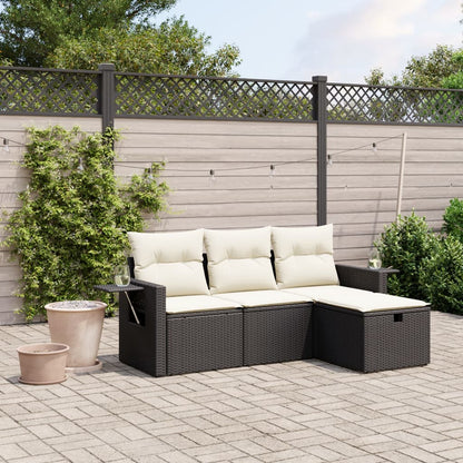 Set De Sofás De Jardín 4 Pzas Y Cojines Ratán Sintético