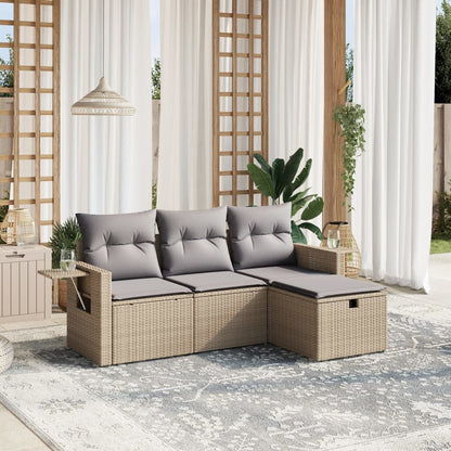 Set De Sofás De Jardín 4 Pzas Y Cojines Ratán Sintético