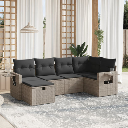 Set De Sofás De Jardín 6 Piezas Y Cojines Ratán Sintético