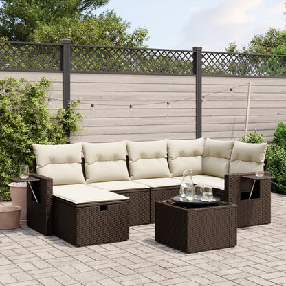 Set De Sofás De Jardín 6 Piezas Y Cojines Ratán Sintético
