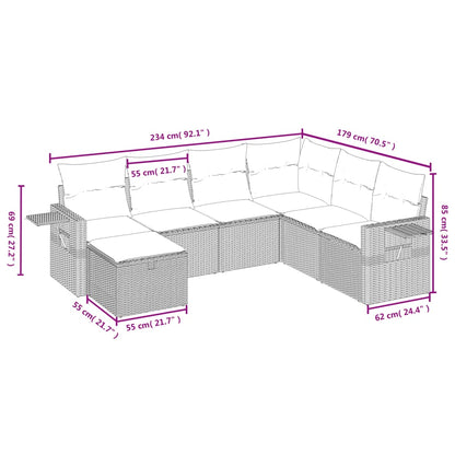 Set Sofás De Jardín 7 Piezas Y Cojines Ratán Sintético Beige