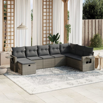 Set De Sofás De Jardín Con Cojines 9 Pzas Ratán Sintético Beige