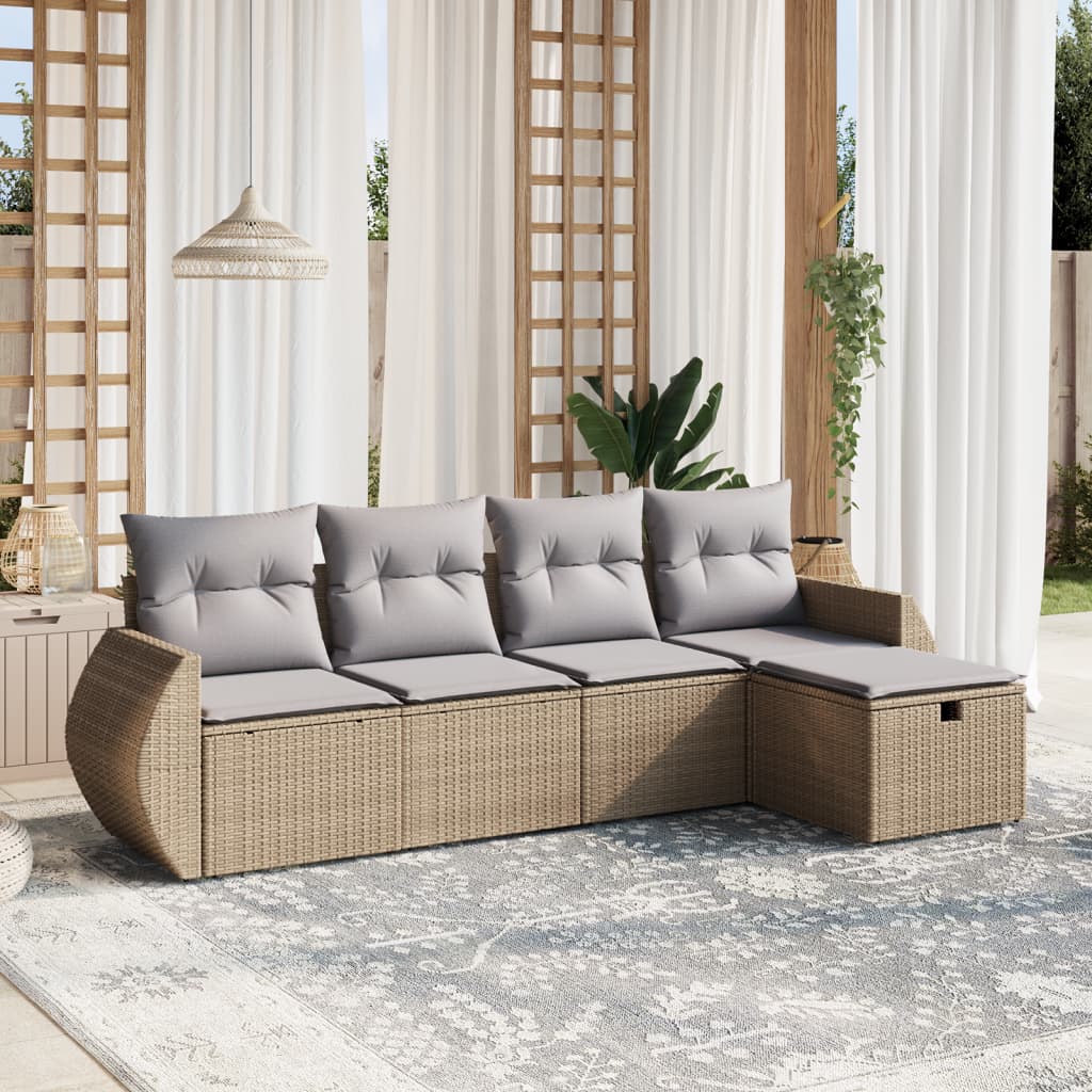 Set De Sofás De Jardín 6 Piezas Y Cojines Ratán Sintético