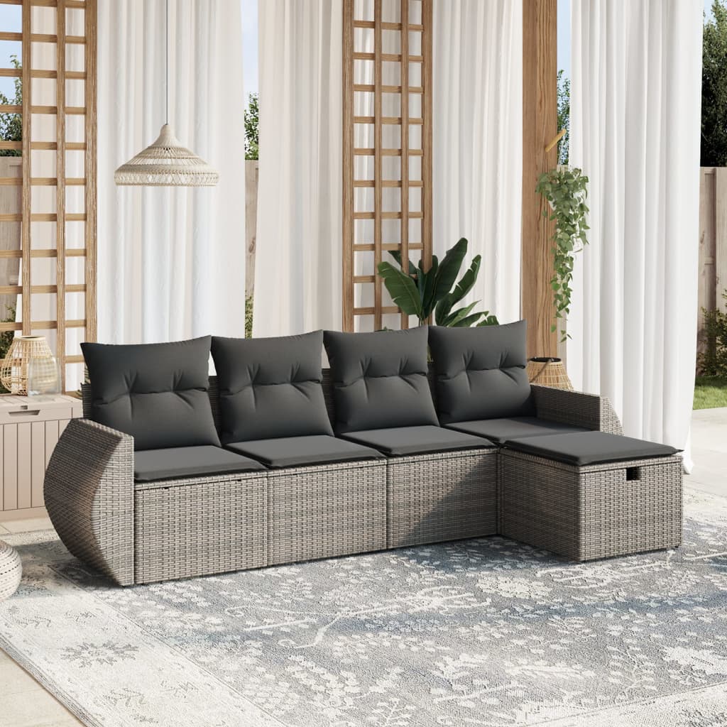 Set De Sofás De Jardín 6 Piezas Y Cojines Ratán Sintético