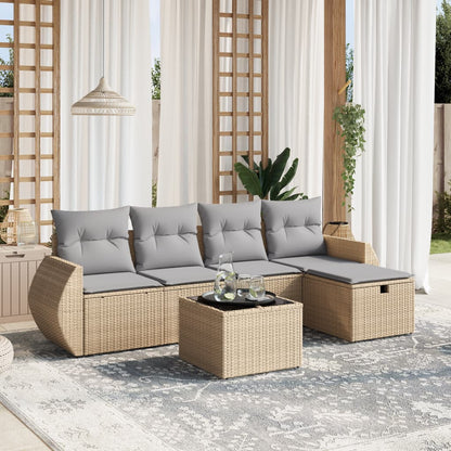Set De Sofás De Jardín 6 Piezas Y Cojines Ratán Sintético