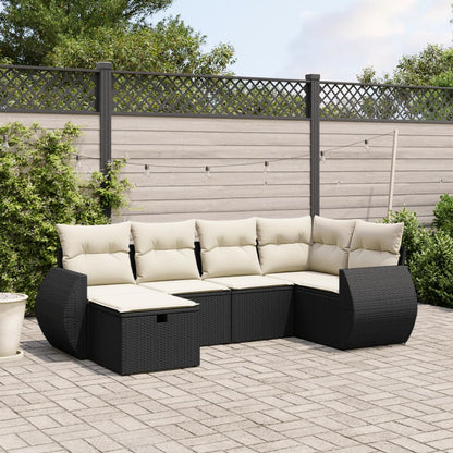 Set De Sofás De Jardín 7 Pzas Con Cojines Ratán Sintético Negro