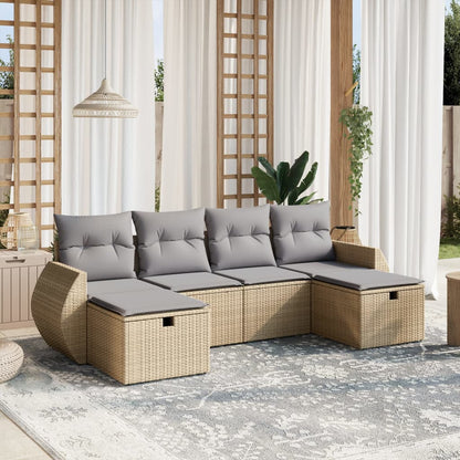 Set De Sofás De Jardín 6 Piezas Y Cojines Ratán Sintético