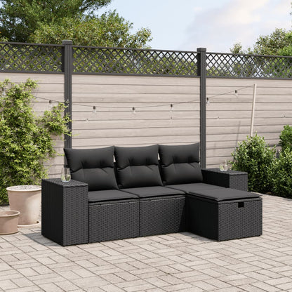 Set De Sofás De Jardín 4 Pzas Y Cojines Ratán Sintético