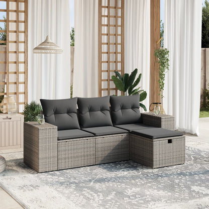 Set De Sofás De Jardín 4 Pzas Y Cojines Ratán Sintético