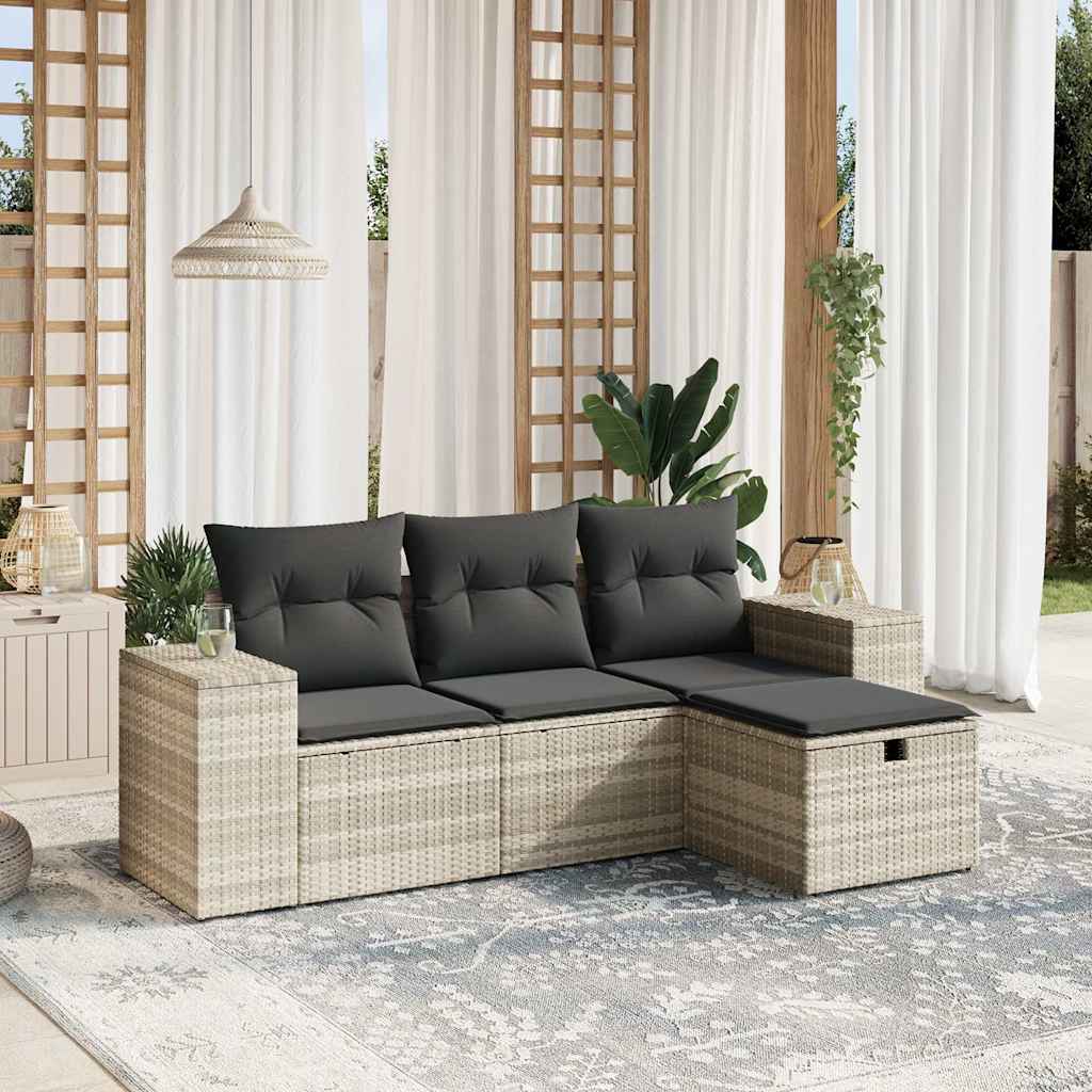 Set De Sofás De Jardín 4 Pzas Y Cojines Ratán Sintético