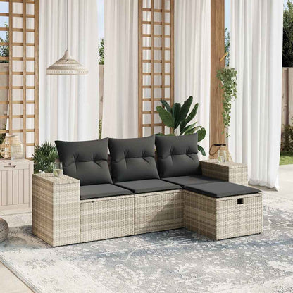 Set De Sofás De Jardín 4 Pzas Y Cojines Ratán Sintético