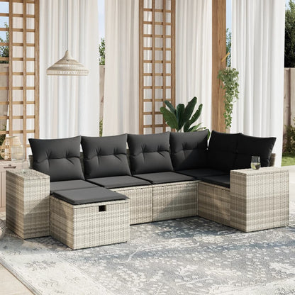 Set De Sofás De Jardín 6 Piezas Y Cojines Ratán Sintético Negro