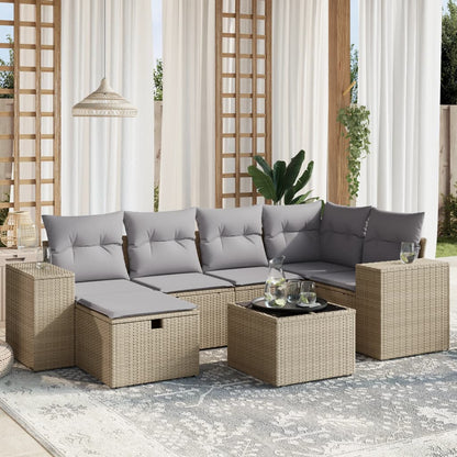 Set De Sofás De Jardín 6 Piezas Y Cojines Ratán Sintético Negro