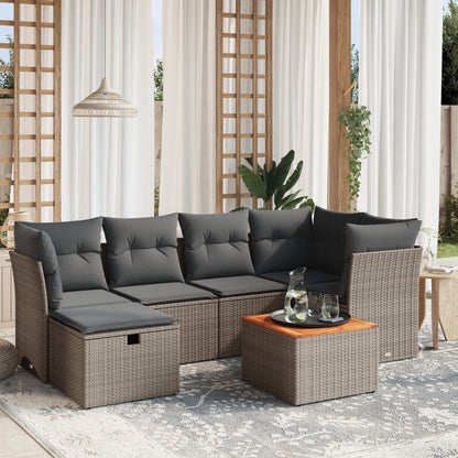 Set De Sofás De Jardín 7 Pzas Con Cojines Ratán Sintético