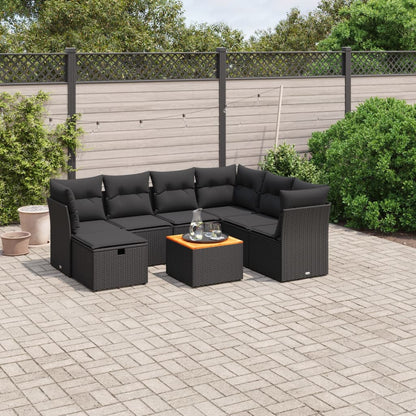 Set De Sofás De Jardín Y Cojines 8 Piezas Ratán Sintético Negro