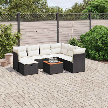 Set De Sofás De Jardín Y Cojines 8 Piezas Ratán Sintético Negro