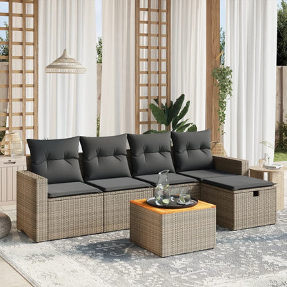 Set De Sofás De Jardín 6 Piezas Y Cojines Ratán Sintético