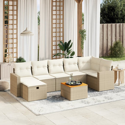 Set De Sofás De Jardín Y Cojines 8 Piezas Ratán Sintético