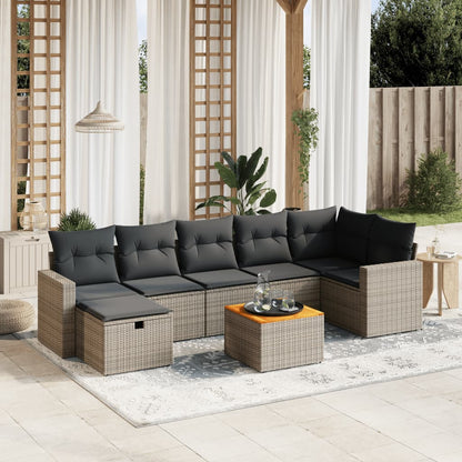 Set De Sofás De Jardín Y Cojines 8 Piezas Ratán Sintético