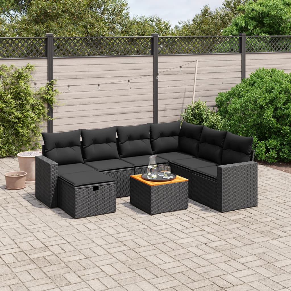 Set De Sofás De Jardín Y Cojines 8 Piezas Ratán Sintético