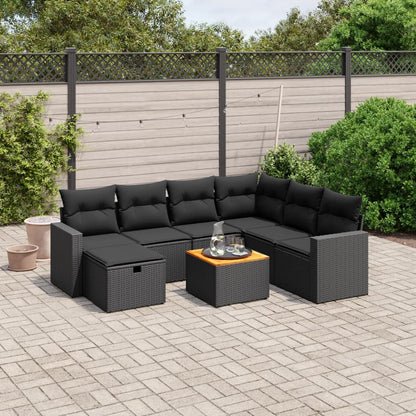 Set De Sofás De Jardín Y Cojines 8 Piezas Ratán Sintético