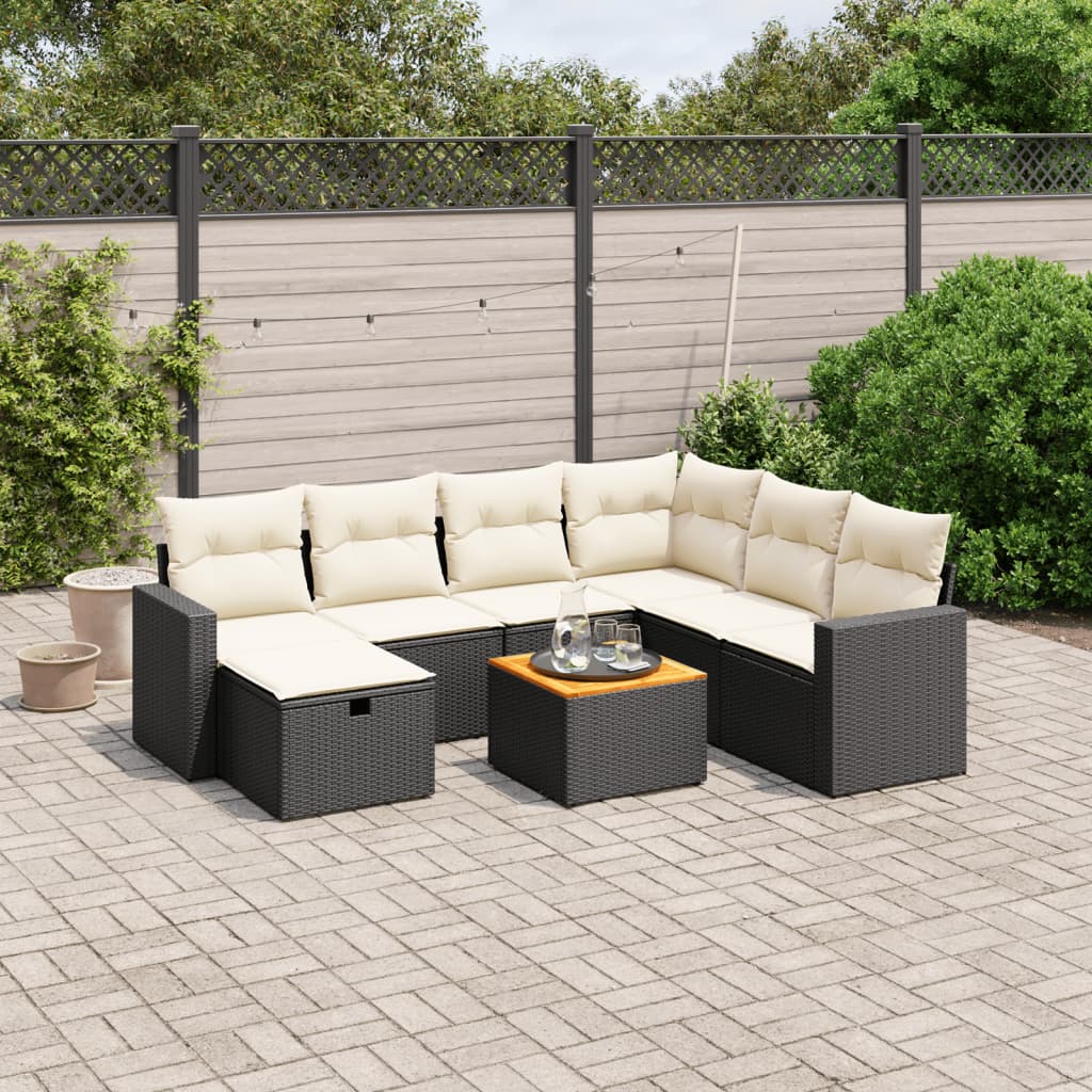 Set De Sofás De Jardín Y Cojines 8 Piezas Ratán Sintético