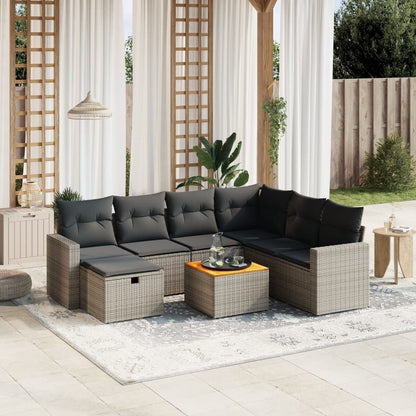 Set De Sofás De Jardín Y Cojines 8 Piezas Ratán Sintético