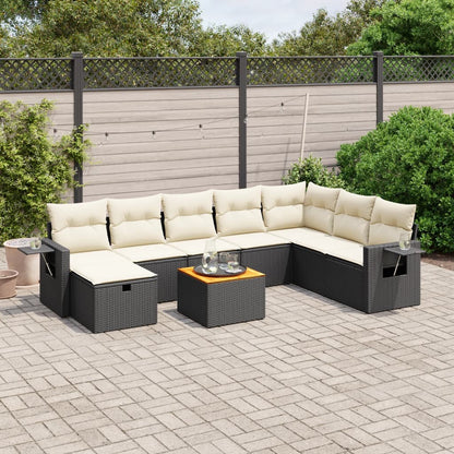 Set De Sofás De Jardín Con Cojines 9 Pzas Ratán Sintético Negro