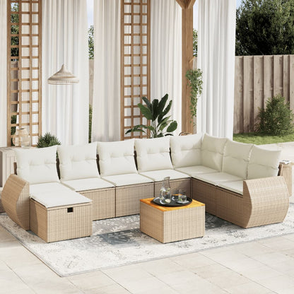 Set De Sofás De Jardín Con Cojines 9 Pzas Ratán Sintético Negro