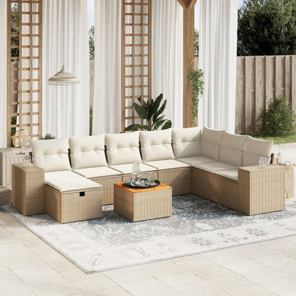 Set De Sofás De Jardín Con Cojines 9 Pzas Ratán Sintético Negro