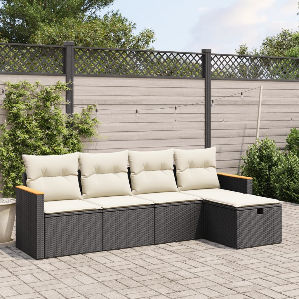 Set De Sofás De Jardín 6 Piezas Y Cojines Ratán Sintético Negro