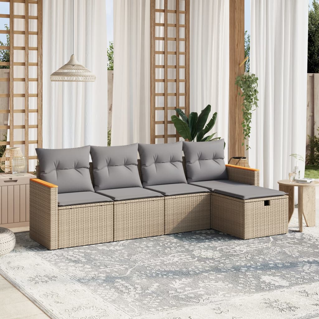 Set De Sofás De Jardín 6 Piezas Y Cojines Ratán Sintético Negro