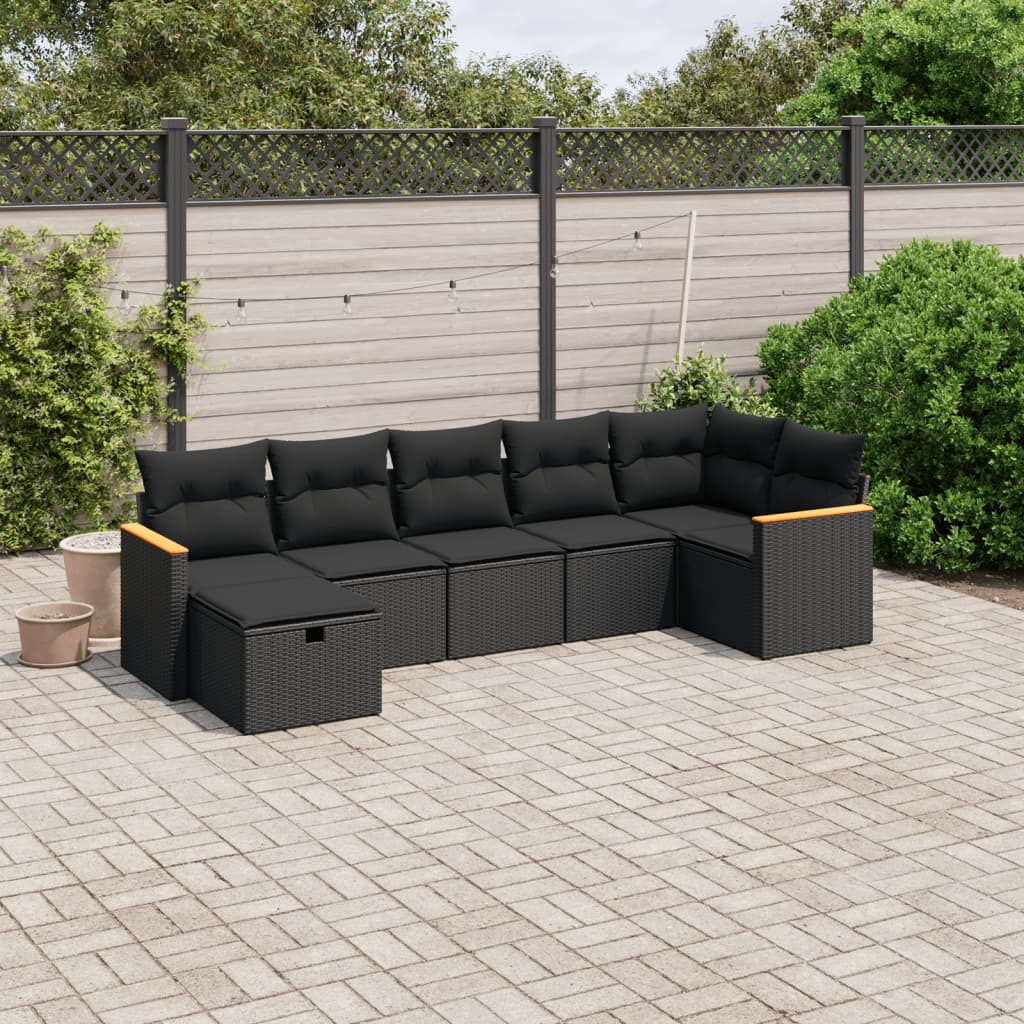 Set De Sofás De Jardín Y Cojines 8 Piezas Ratán Sintético