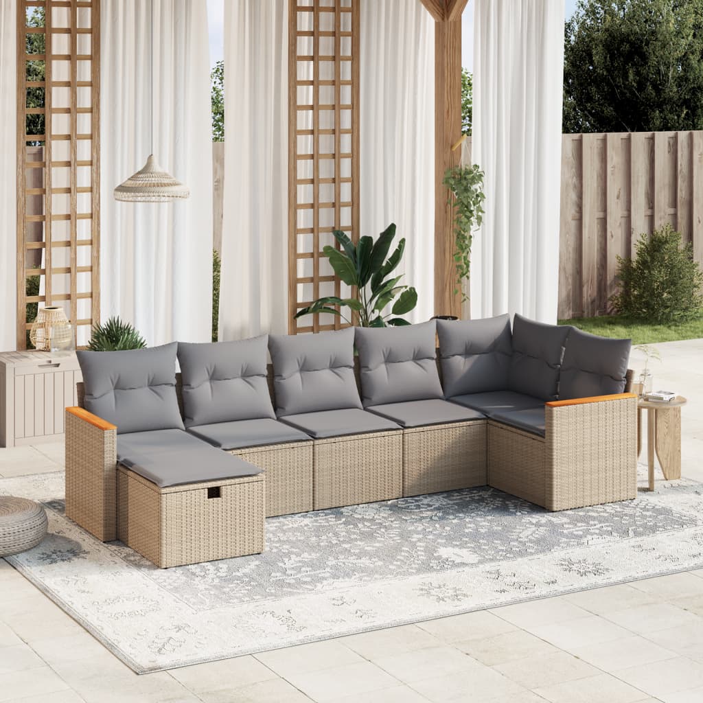 Set De Sofás De Jardín Y Cojines 8 Piezas Ratán Sintético