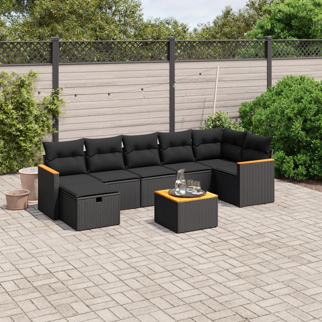 Set De Sofás De Jardín Y Cojines 8 Piezas Ratán Sintético