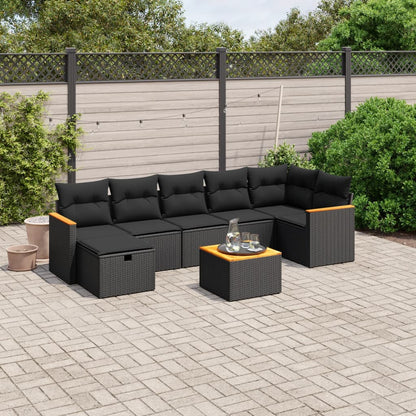 Set De Sofás De Jardín Y Cojines 8 Piezas Ratán Sintético