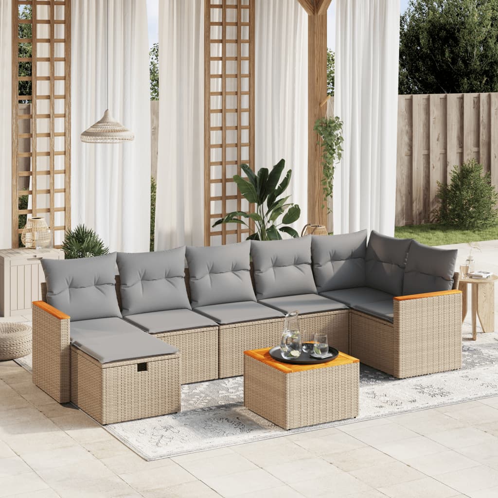 Set De Sofás De Jardín Y Cojines 8 Piezas Ratán Sintético